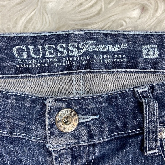 Guess Jeans Short Cut Off Denim Shorts with Embroidered Pockets - Picture 3 of 8